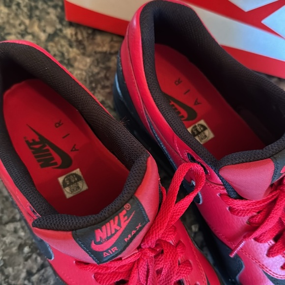 Nike Air Max 1 ltr premium Red leather Sneakers EUC 10.5 - Picture 3 of 16